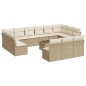 vidaXL 14-tlg. Garten-Sofagarnitur mit Kissen Beige Poly Rattan vidaXL 14-tlg. Garten-Sofagarnitur mit Kissen Beige Poly Rattan