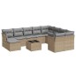 vidaXL 11-tlg. Garten-Sofagarnitur mit Kissen Beige Poly Rattan vidaXL 11-tlg. Garten-Sofagarnitur mit Kissen Beige Poly Rattan