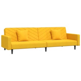 vidaXL Schlafsofa 2-Sitzer mit 2 Kissen Gelb Samt