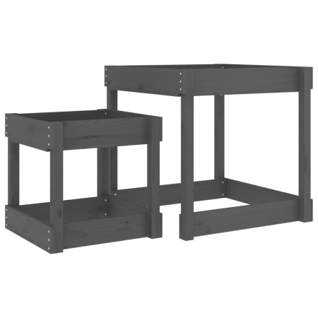 vidaXL Sand-Spieltische 2 Stk. Grau Massivholz Kiefer