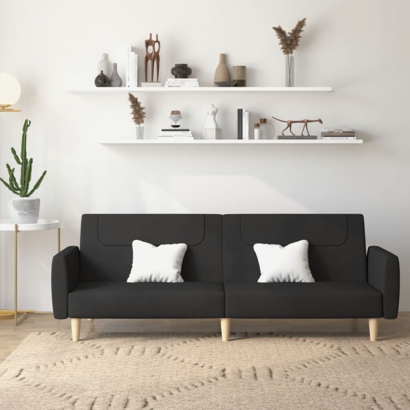 vidaXL Schlafsofa 2-Sitzer Schwarz Stoff vidaXL Schlafsofa 2-Sitzer Schwarz Stoff