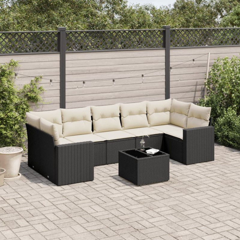 vidaXL 8-tlg. Garten-Sofagarnitur mit Kissen Schwarz Poly Rattan vidaXL 8-tlg. Garten-Sofagarnitur mit Kissen Schwarz Poly Rattan