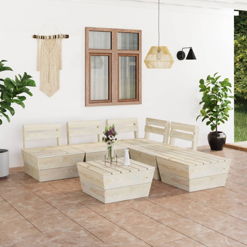 6-tlg. Garten-Paletten-Lounge-Set Imprägniertes Fichtenholz 6-tlg. Garten-Paletten-Lounge-Set Imprägniertes Fichtenholz