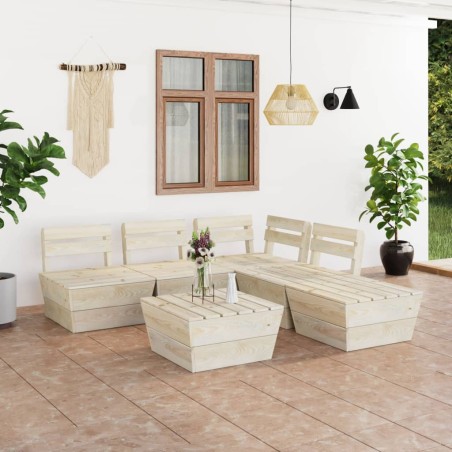 6-tlg. Garten-Paletten-Lounge-Set Imprägniertes Fichtenholz