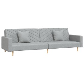vidaXL Schlafsofa 2-Sitzer mit 2 Kissen Hellgrau Stoff