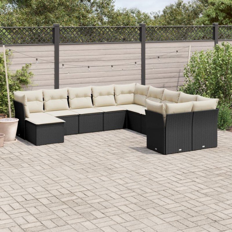 vidaXL 11-tlg. Garten-Sofagarnitur mit Kissen Schwarz Poly Rattan vidaXL 11-tlg. Garten-Sofagarnitur mit Kissen Schwarz Poly Rattan