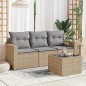 vidaXL 4-tlg. Garten-Sofagarnitur mit Kissen Beige Poly Rattan vidaXL 4-tlg. Garten-Sofagarnitur mit Kissen Beige Poly Rattan