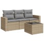 vidaXL 4-tlg. Garten-Sofagarnitur mit Kissen Beige Poly Rattan vidaXL 4-tlg. Garten-Sofagarnitur mit Kissen Beige Poly Rattan