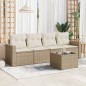 vidaXL 5-tlg. Garten-Sofagarnitur mit Kissen Beige Poly Rattan vidaXL 5-tlg. Garten-Sofagarnitur mit Kissen Beige Poly Rattan