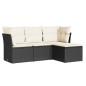 vidaXL 4-tlg. Garten-Sofagarnitur mit Kissen Schwarz Poly Rattan vidaXL 4-tlg. Garten-Sofagarnitur mit Kissen Schwarz Poly Rattan
