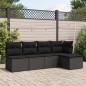 vidaXL 5-tlg. Garten-Sofagarnitur mit Kissen Schwarz Poly Rattan vidaXL 5-tlg. Garten-Sofagarnitur mit Kissen Schwarz Poly Rattan