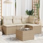 vidaXL 5-tlg. Garten-Sofagarnitur mit Kissen Beige Poly Rattan vidaXL 5-tlg. Garten-Sofagarnitur mit Kissen Beige Poly Rattan