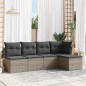 vidaXL 5-tlg. Garten-Sofagarnitur mit Kissen Grau Poly Rattan vidaXL 5-tlg. Garten-Sofagarnitur mit Kissen Grau Poly Rattan