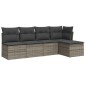 vidaXL 5-tlg. Garten-Sofagarnitur mit Kissen Grau Poly Rattan vidaXL 5-tlg. Garten-Sofagarnitur mit Kissen Grau Poly Rattan