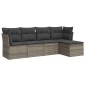 vidaXL 5-tlg. Garten-Sofagarnitur mit Kissen Grau Poly Rattan vidaXL 5-tlg. Garten-Sofagarnitur mit Kissen Grau Poly Rattan