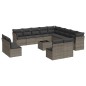 vidaXL 14-tlg. Garten-Sofagarnitur mit Kissen Grau Poly Rattan vidaXL 14-tlg. Garten-Sofagarnitur mit Kissen Grau Poly Rattan