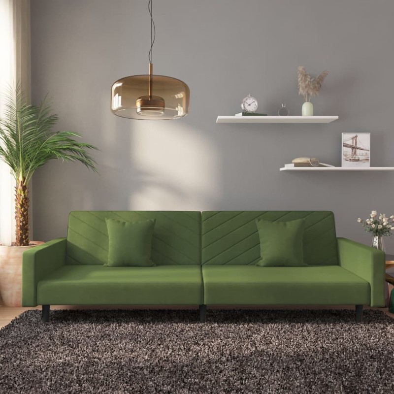 vidaXL Schlafsofa 2-Sitzer mit 2 Kissen Dunkelgrün Samt vidaXL Schlafsofa 2-Sitzer mit 2 Kissen Dunkelgrün Samt