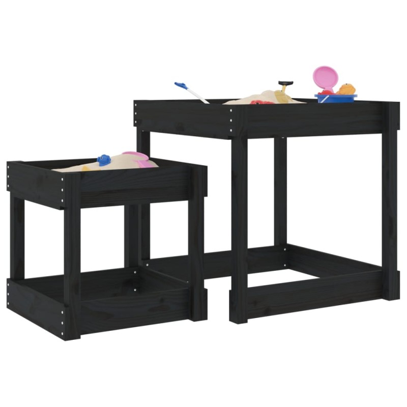 vidaXL Sand-Spieltische 2 Stk. Schwarz Massivholz Kiefer vidaXL Sand-Spieltische 2 Stk. Schwarz Massivholz Kiefer