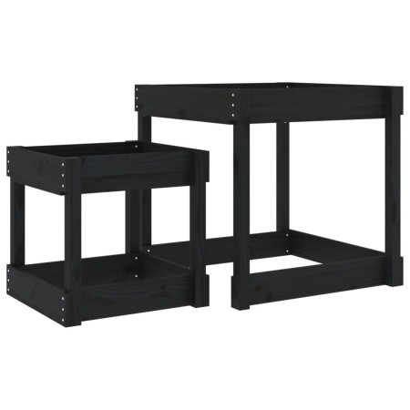 vidaXL Sand-Spieltische 2 Stk. Schwarz Massivholz Kiefer