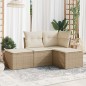 vidaXL 4-tlg. Garten-Sofagarnitur mit Kissen Beige Poly Rattan vidaXL 4-tlg. Garten-Sofagarnitur mit Kissen Beige Poly Rattan