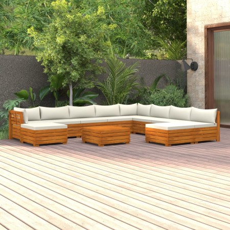 vidaXL 11-tlg. Garten-Lounge-Set mit Kissen Massivholz Akazie