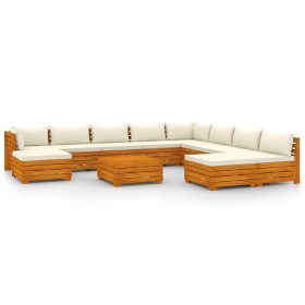 vidaXL 11-tlg. Garten-Lounge-Set mit Kissen Massivholz Akazie