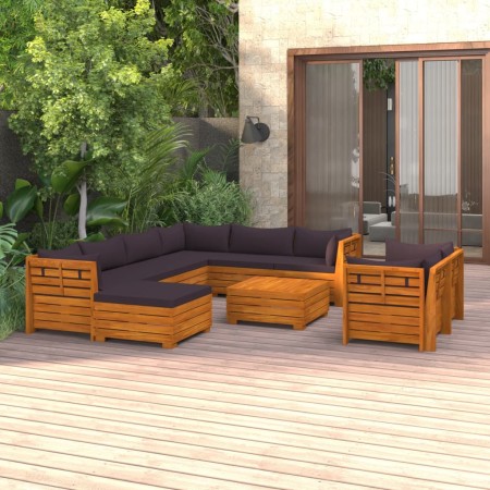 vidaXL 10-tlg. Garten-Lounge-Set mit Kissen Massivholz Akazie
