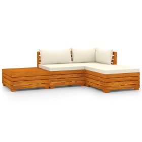 vidaXL 4-tlg. Garten-Lounge-Set mit Kissen Massivholz Akazie