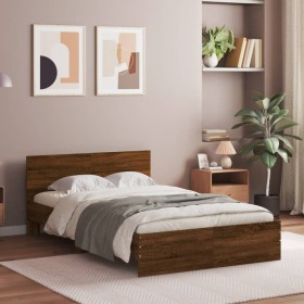 vidaXL Bettgestell mit Kopfteil Braun Eiche-Optik 135x190 cm
