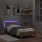 vidaXL Bettgestell mit Kopfteil & LED-Leuchten Sonoma-Eiche 100x200 cm vidaXL Bettgestell mit Kopfteil & LED-Leuchten Sonoma-Eiche 100x200 cm