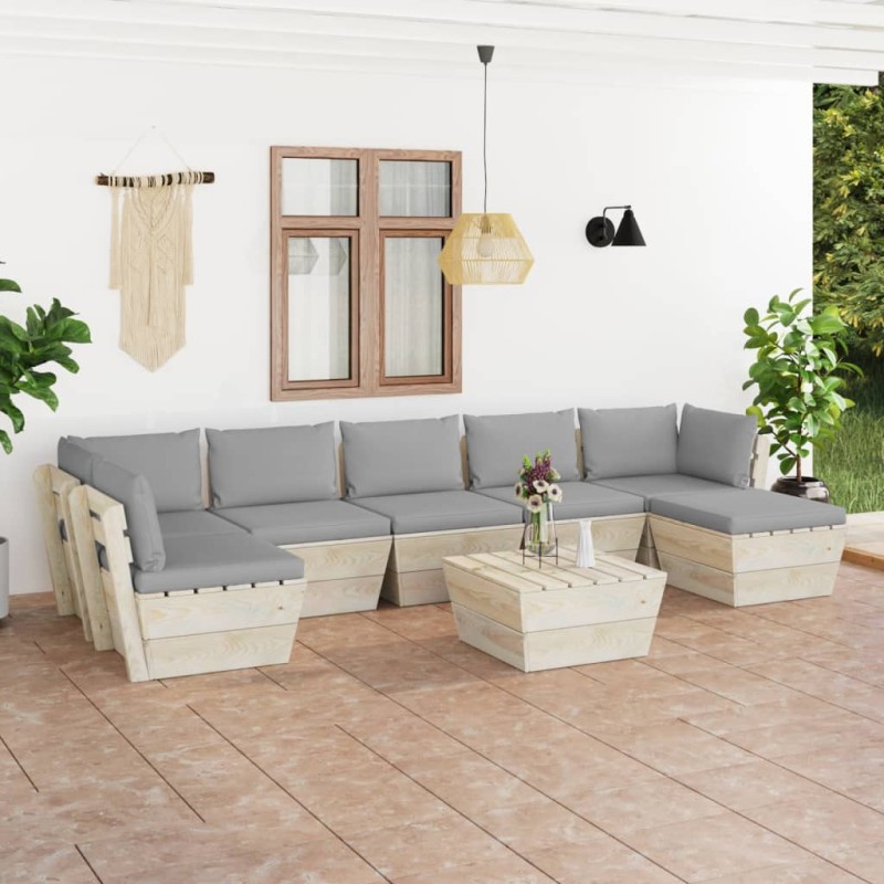 8-tlg. Garten-Sofagarnitur aus Paletten mit Kissen Fichtenholz 8-tlg. Garten-Sofagarnitur aus Paletten mit Kissen Fichtenholz