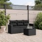 vidaXL 4-tlg. Garten-Sofagarnitur mit Kissen Schwarz Poly Rattan vidaXL 4-tlg. Garten-Sofagarnitur mit Kissen Schwarz Poly Rattan