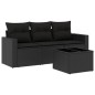 vidaXL 4-tlg. Garten-Sofagarnitur mit Kissen Schwarz Poly Rattan vidaXL 4-tlg. Garten-Sofagarnitur mit Kissen Schwarz Poly Rattan
