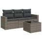 vidaXL 4-tlg. Garten-Sofagarnitur mit Kissen Grau Poly Rattan vidaXL 4-tlg. Garten-Sofagarnitur mit Kissen Grau Poly Rattan