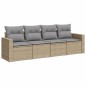 vidaXL 4-tlg. Garten-Sofagarnitur mit Kissen Beige Poly Rattan vidaXL 4-tlg. Garten-Sofagarnitur mit Kissen Beige Poly Rattan