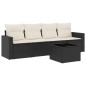 vidaXL 5-tlg. Garten-Sofagarnitur mit Kissen Schwarz Poly Rattan vidaXL 5-tlg. Garten-Sofagarnitur mit Kissen Schwarz Poly Rattan