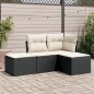 vidaXL 4-tlg. Garten-Sofagarnitur mit Kissen Schwarz Poly Rattan vidaXL 4-tlg. Garten-Sofagarnitur mit Kissen Schwarz Poly Rattan