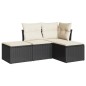 vidaXL 4-tlg. Garten-Sofagarnitur mit Kissen Schwarz Poly Rattan vidaXL 4-tlg. Garten-Sofagarnitur mit Kissen Schwarz Poly Rattan