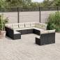 vidaXL 11-tlg. Garten-Sofagarnitur mit Kissen Schwarz Poly Rattan vidaXL 11-tlg. Garten-Sofagarnitur mit Kissen Schwarz Poly Rattan