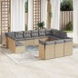 vidaXL 13-tlg. Garten-Sofagarnitur mit Kissen Beige Poly Rattan vidaXL 13-tlg. Garten-Sofagarnitur mit Kissen Beige Poly Rattan