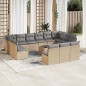 vidaXL 14-tlg. Garten-Sofagarnitur mit Kissen Beige Poly Rattan vidaXL 14-tlg. Garten-Sofagarnitur mit Kissen Beige Poly Rattan