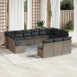 vidaXL 13-tlg. Garten-Sofagarnitur mit Kissen Grau Poly Rattan vidaXL 13-tlg. Garten-Sofagarnitur mit Kissen Grau Poly Rattan