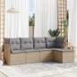 vidaXL 5-tlg. Garten-Sofagarnitur mit Kissen Beige Poly Rattan vidaXL 5-tlg. Garten-Sofagarnitur mit Kissen Beige Poly Rattan
