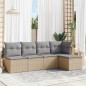 vidaXL 5-tlg. Garten-Sofagarnitur mit Kissen Beige Poly Rattan vidaXL 5-tlg. Garten-Sofagarnitur mit Kissen Beige Poly Rattan