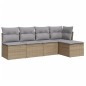 vidaXL 5-tlg. Garten-Sofagarnitur mit Kissen Beige Poly Rattan vidaXL 5-tlg. Garten-Sofagarnitur mit Kissen Beige Poly Rattan