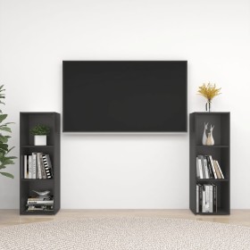 vidaXL TV-Schränke 2 Stk. Grau 107x35x37 cm Holzwerkstoff