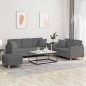 vidaXL 3-tlg. Sofagarnitur mit Kissen Dunkelgrau Stoff