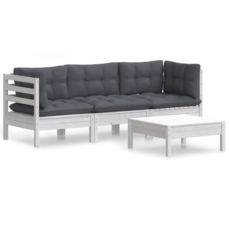 vidaXL 4-tlg. Garten-Lounge-Set mit Anthrazit Kissen Kiefernholz vidaXL 4-tlg. Garten-Lounge-Set mit Anthrazit Kissen Kiefernholz