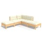 vidaXL 5-tlg. Garten-Lounge-Set mit Creme Kissen Kiefernholz vidaXL 5-tlg. Garten-Lounge-Set mit Creme Kissen Kiefernholz