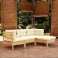 vidaXL 4-tlg. Garten-Lounge-Set mit Creme Kissen Kiefernholz vidaXL 4-tlg. Garten-Lounge-Set mit Creme Kissen Kiefernholz